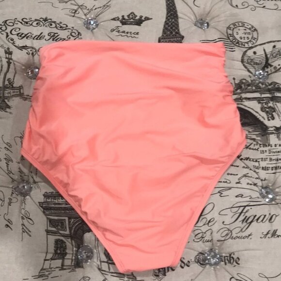 Athena Solid High Waist Ruched Bikini Bottoms - Picture 4 of 8